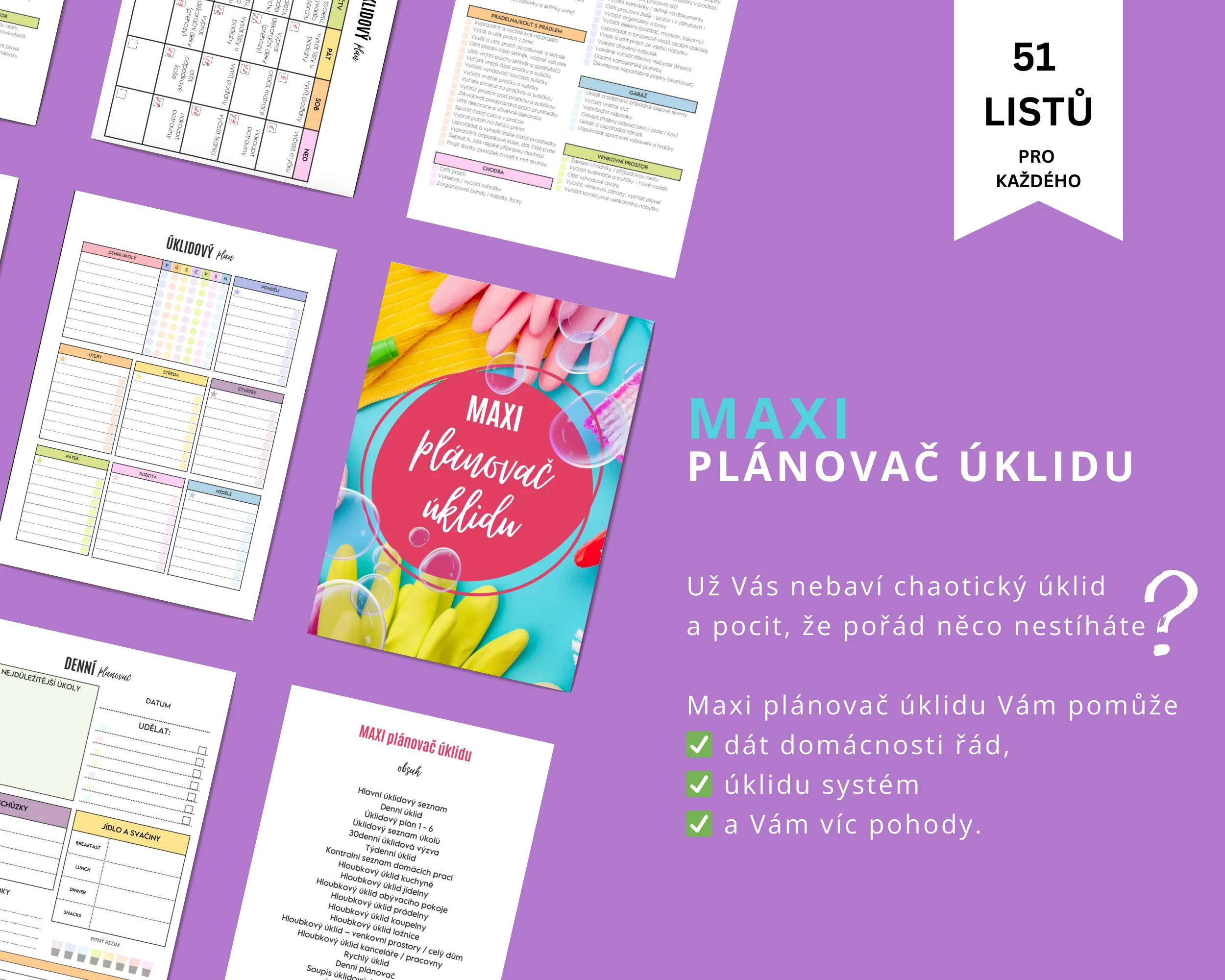 Maxi plánovač úklidu ke stažení – PDF balíček s checklisty a harmonogramy úklidu