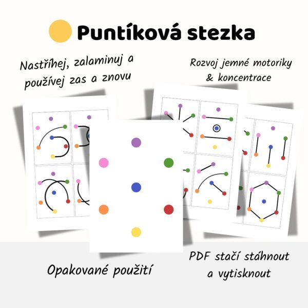 🟡 Puntíková stezka – logická hra pro děti (tisknutelná aktivita)