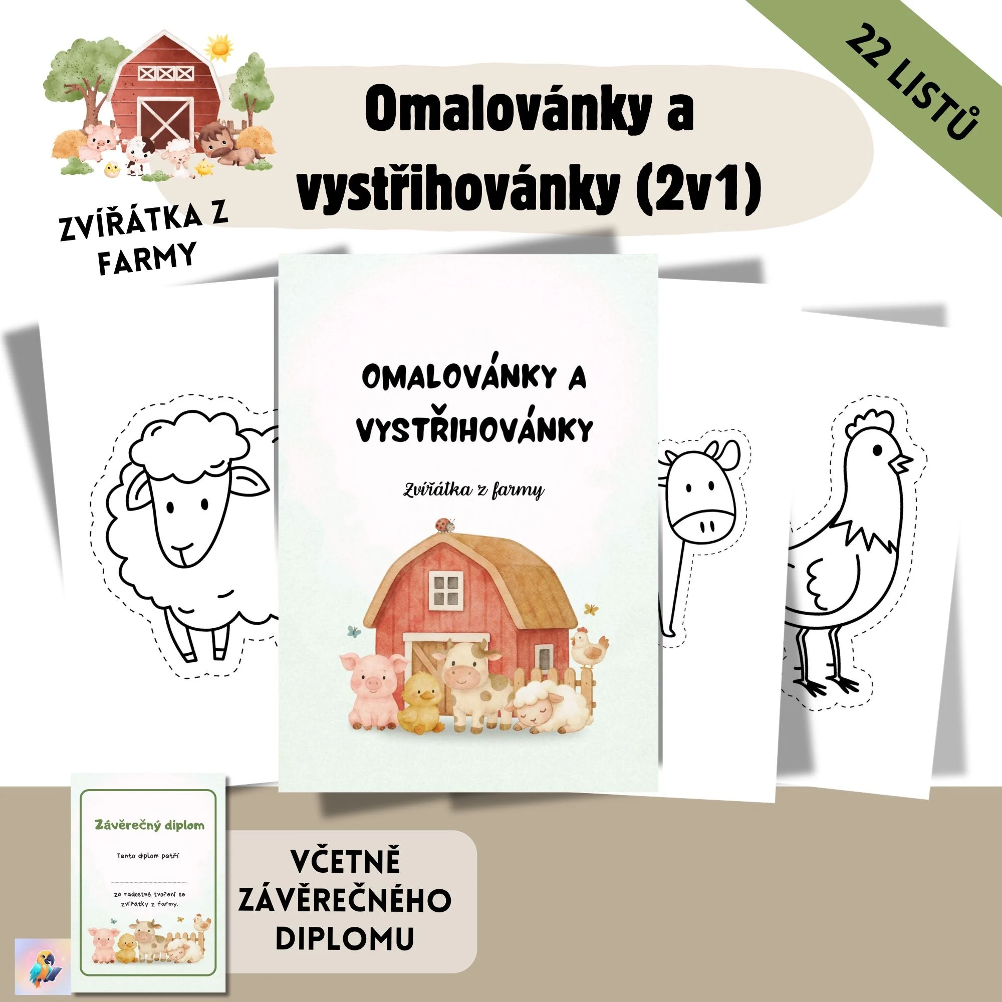 Omalovánky a vystřihovánky – farma