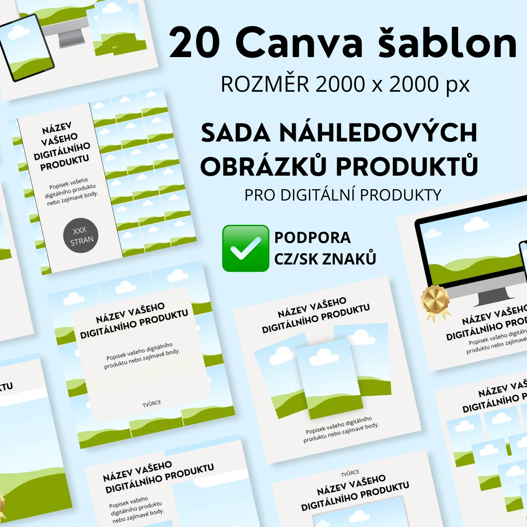 Canva šablony náhledových fotek pro digitální produkty