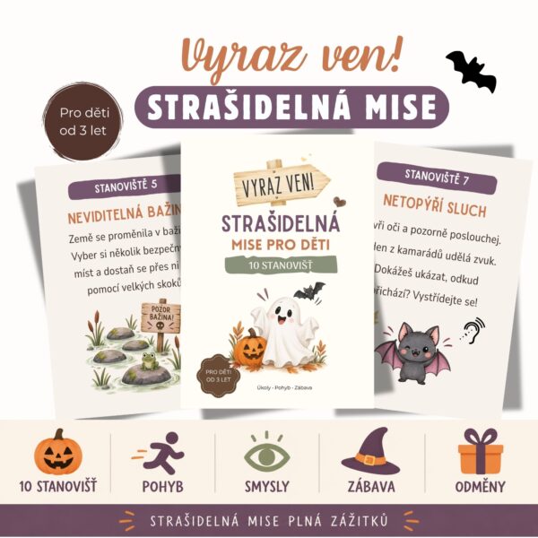 Vyraz ven! – Strašidelná mise pro děti | 10 hravých stanovišť (3+)