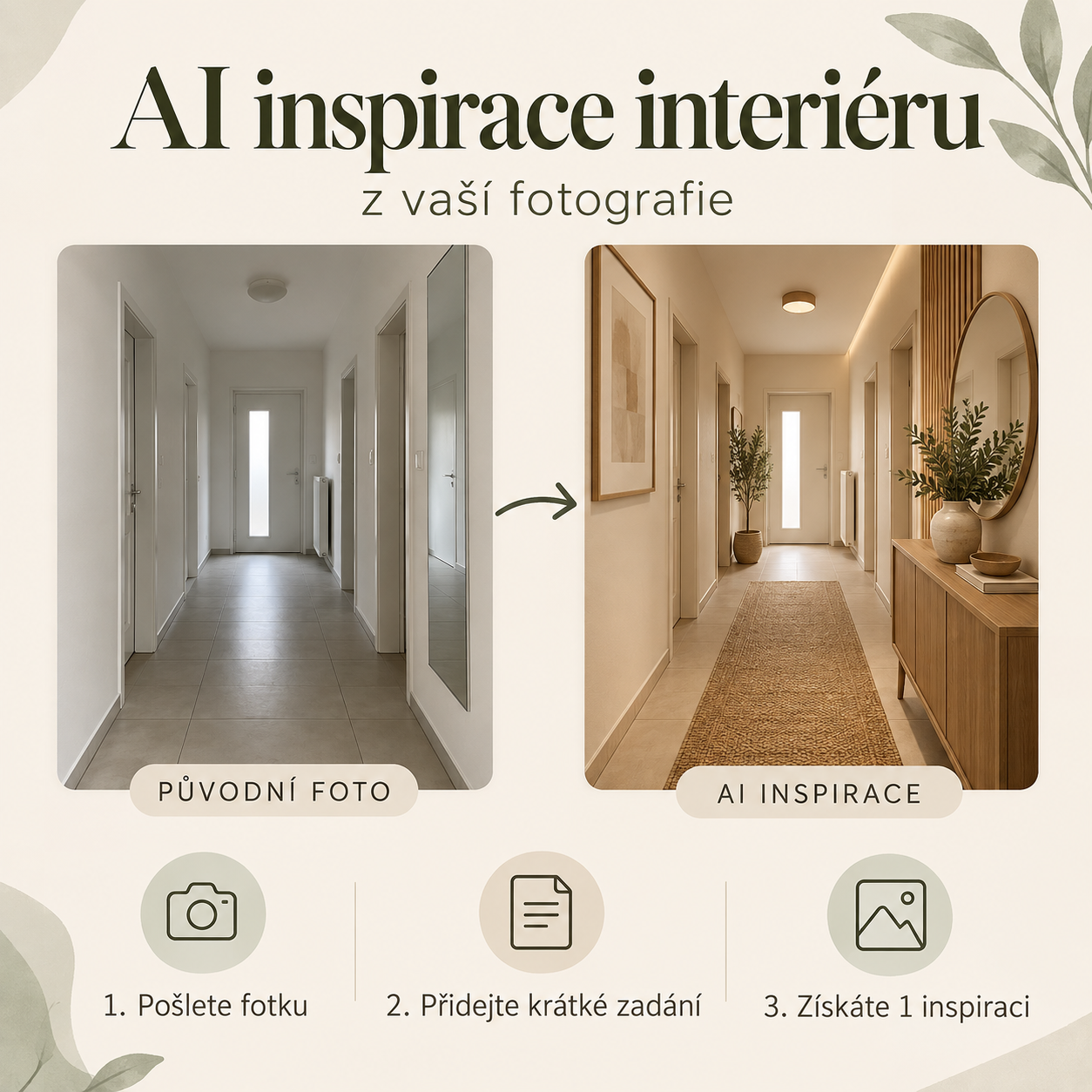 AI vizualizace interiéru z fotografie