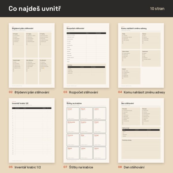 Checklist stěhování k tisku – ukázka 2