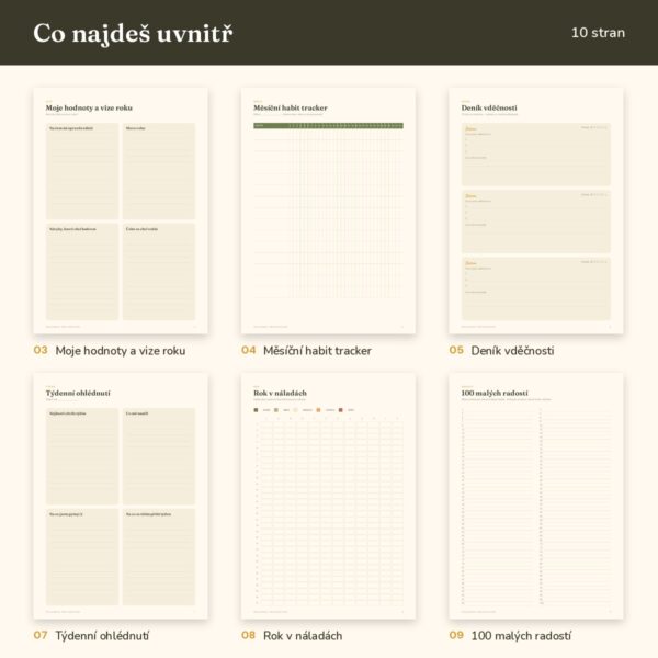 Deník vděčnosti a habit tracker k tisku – ukázka 2