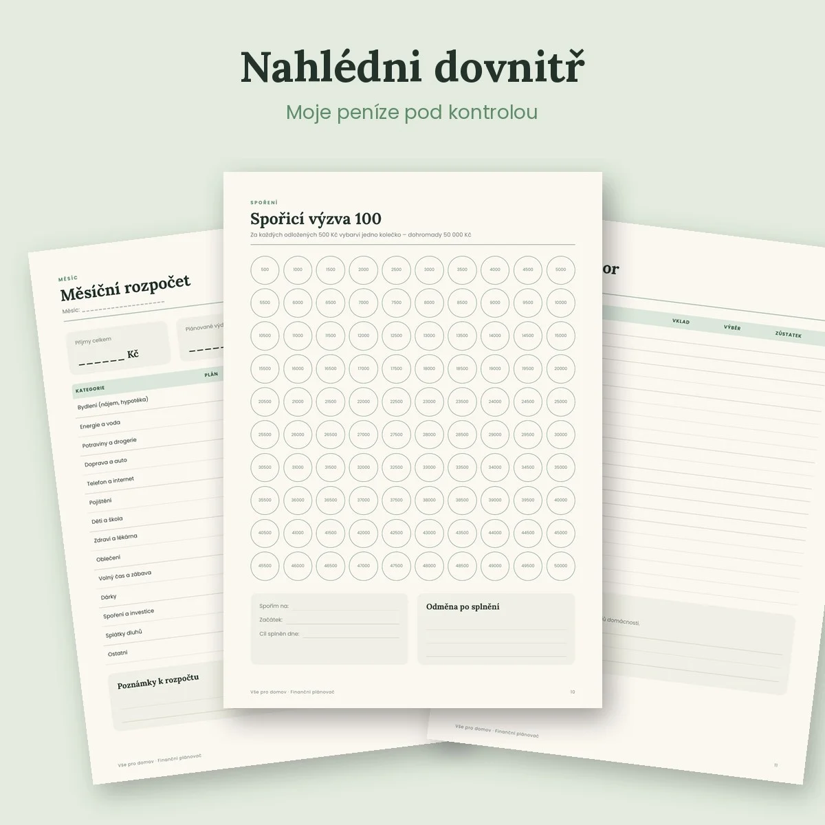 Finanční plánovač – rozpočet domácnosti – ukázka 2