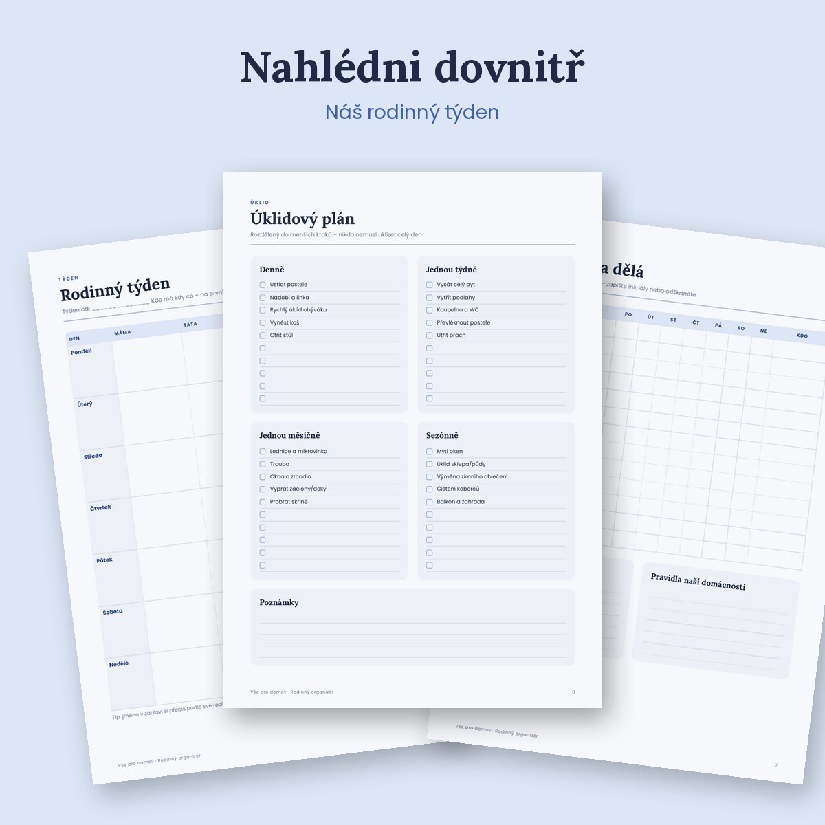 Rodinný organizér a týdenní plánovač – ukázka 2