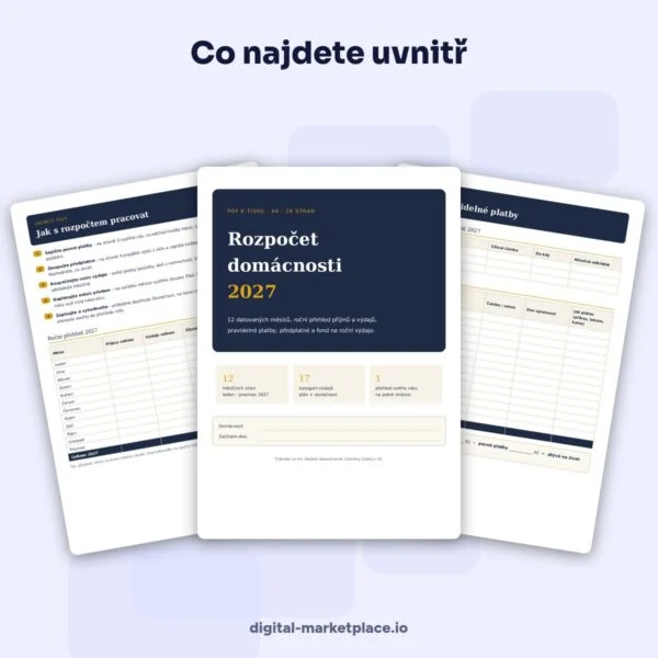 Náhled sešitu Rozpočet domácnosti 2027 k tisku s měsíčními tabulkami příjmů a výdajů – ukázka 2