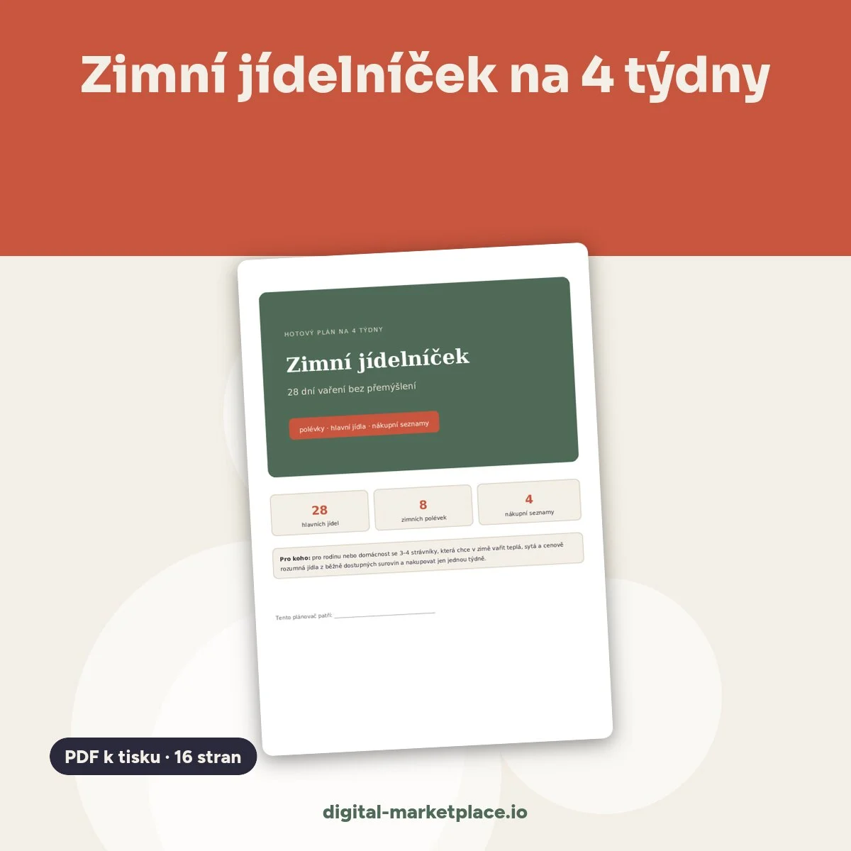 Náhled zimního jídelníčku na 4 týdny k tisku s přehledem jídel a nákupním seznamem Náhled zimního jídelníčku na 4 týdny k tisku s přehledem jídel a nákupním seznamem